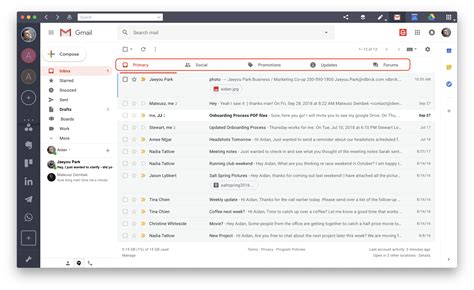 Add or remove inbox categories in Gmail .
